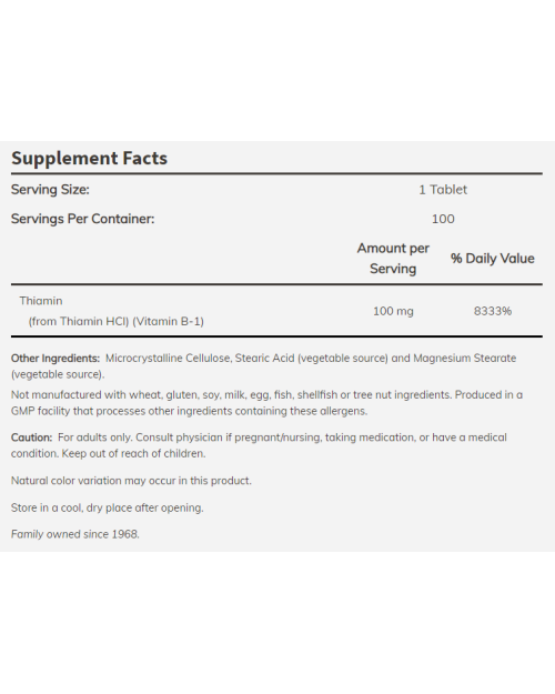Vitamin B-1 (Thiamine) 100 mg - 100 Tablets на ТОП Цена ️ от 10.74 € ️ ...